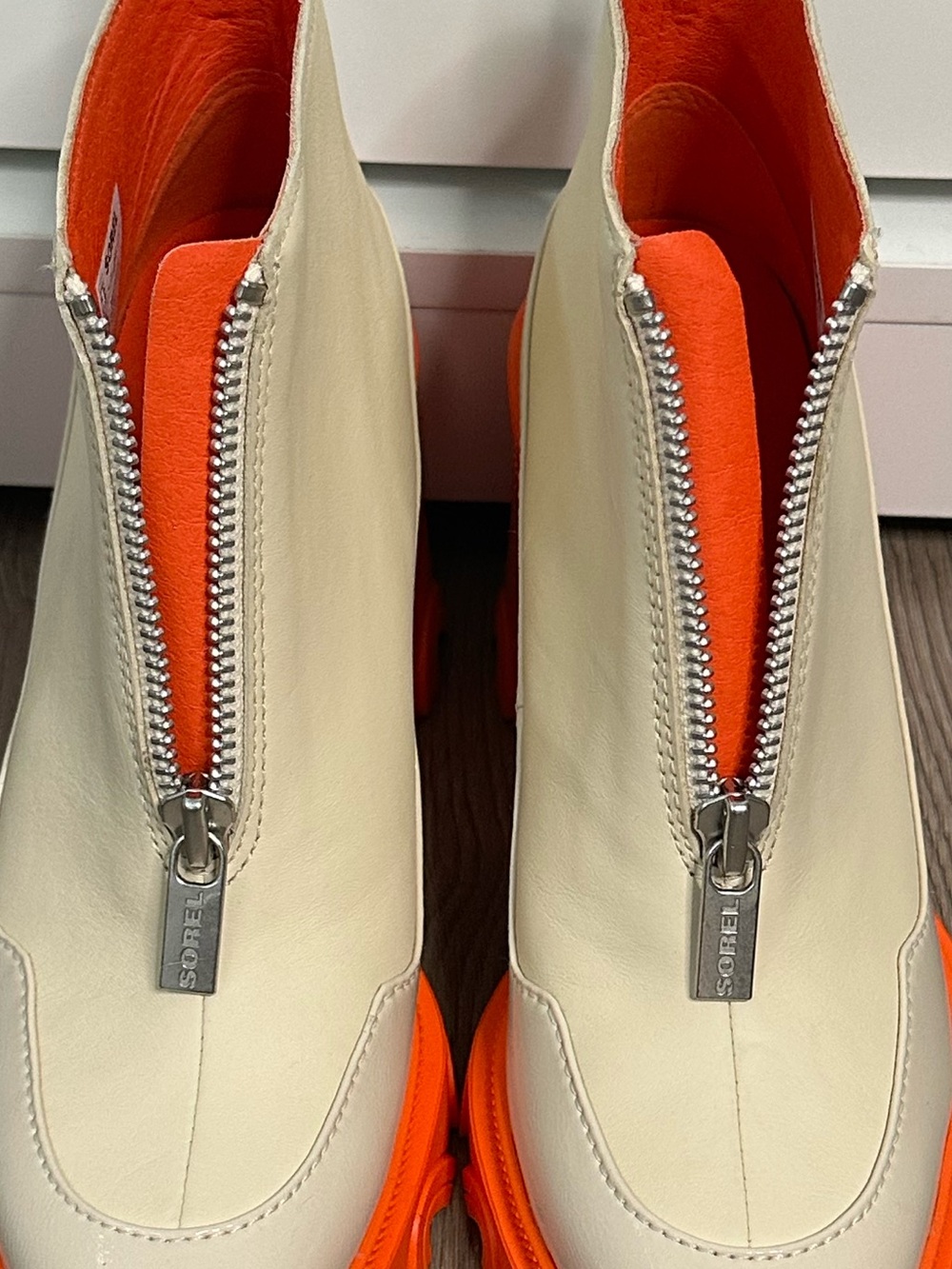 Sorel Brex Heel Water Proof Leather Utility   Zip Winter Boots Orange Tan 7.5 - Picture 8 of 13